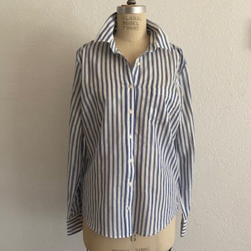 COPY - JCrew The Perfect Shirt Size L  Blue/White Stripe
